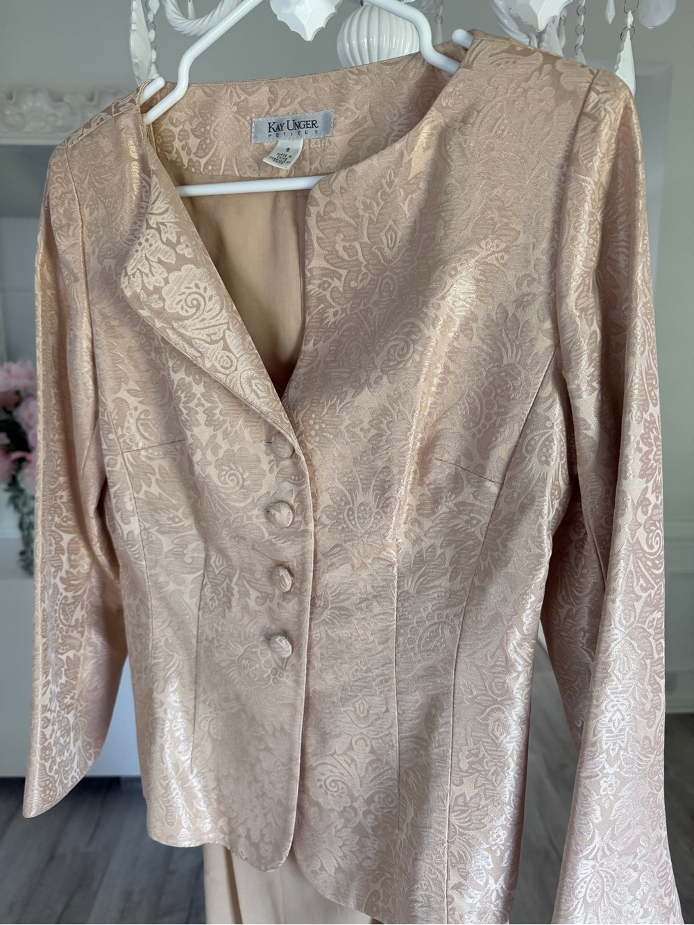 Kay Unger Champagne Paisley Brocade Blazer and skirt vintage silk